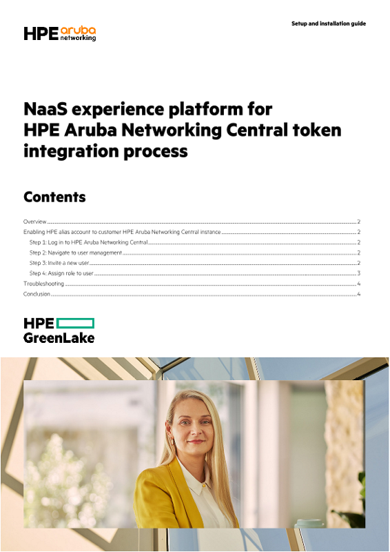NaaS experience platform for HPE Aruba Networking Central token integration process thumbnail