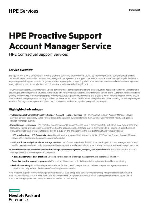 HPE Proactive Support Account Manager Service thumbnail