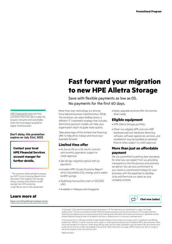 Promotional Program - Fast forward your migration to new HPE Alletra (APAC) thumbnail