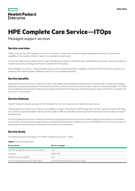 HPE Complete Care Service – ITOps thumbnail