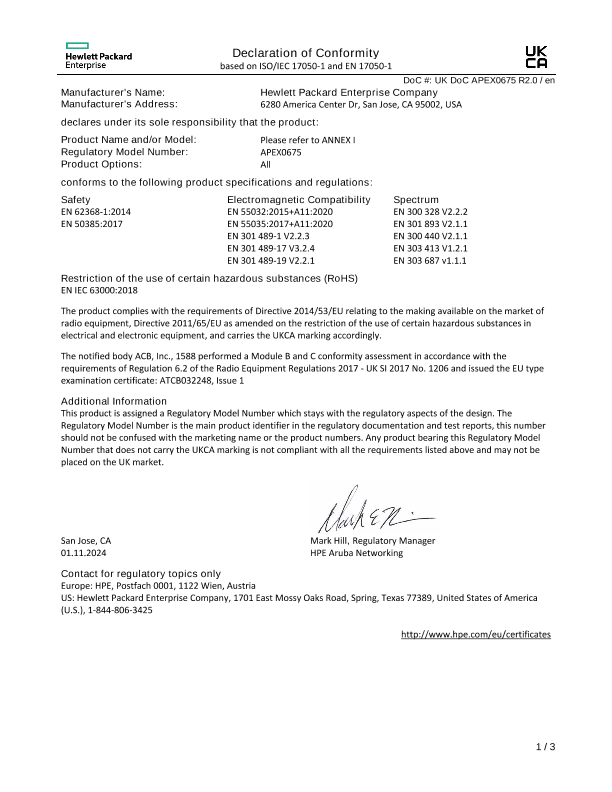 HPE Aruba Networking AP-675 Tri Radio 2x2 Wi-Fi 6E Internal Omni-Directional Outdoor AP #UKDoC APEX0675 thumbnail