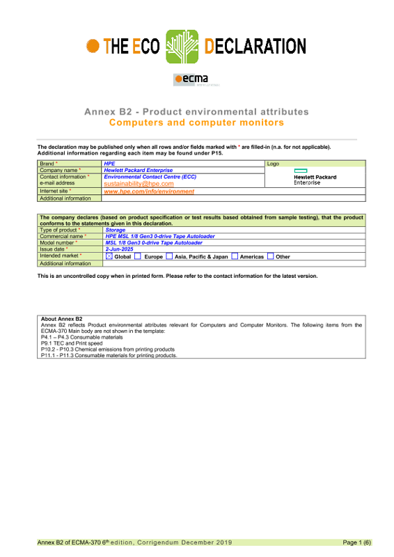HPE MSL 1/8 Gen3 0-drive Tape Autoloader thumbnail