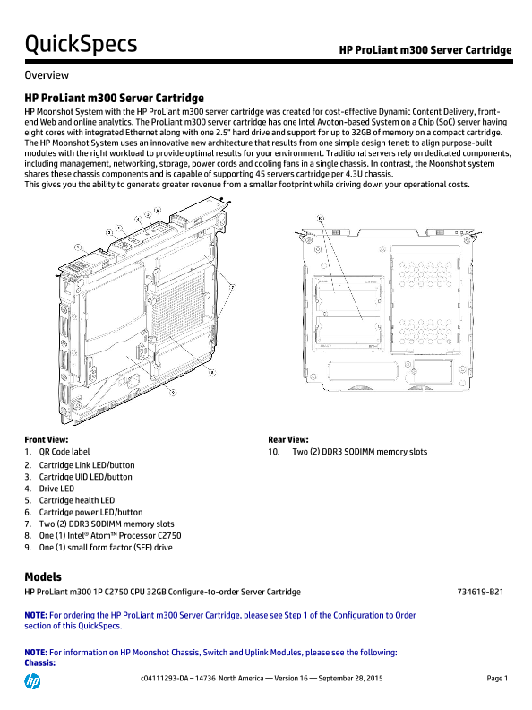 HP ProLiant m300 Server Cartridge – North America version thumbnail