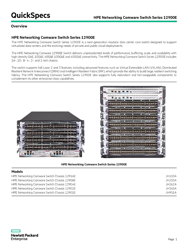 HPE FlexFabric 12900E Switch Series thumbnail