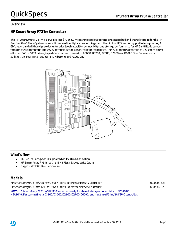 HP Smart Array P731m Controller thumbnail