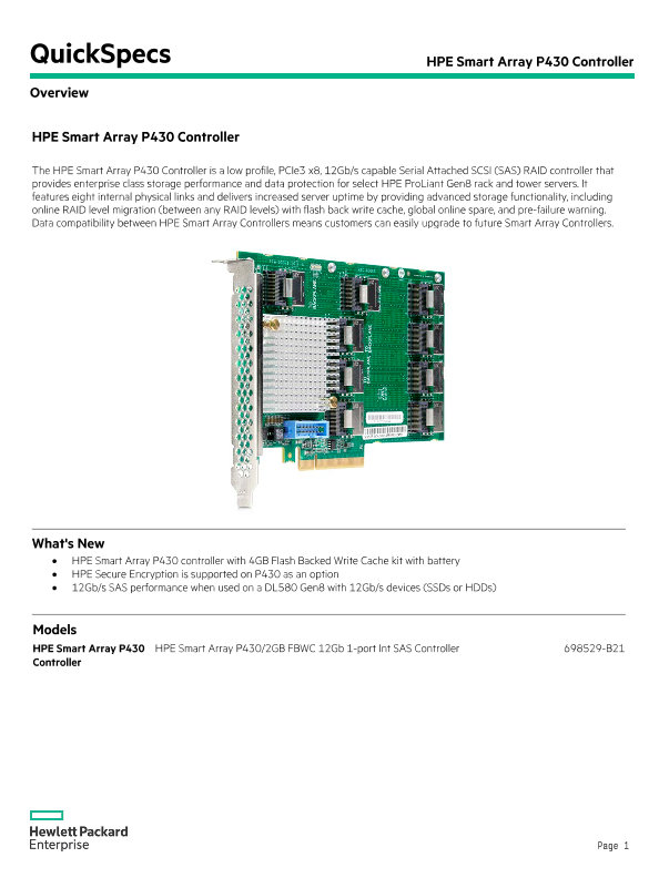 HPE Smart Array P430 Controller thumbnail