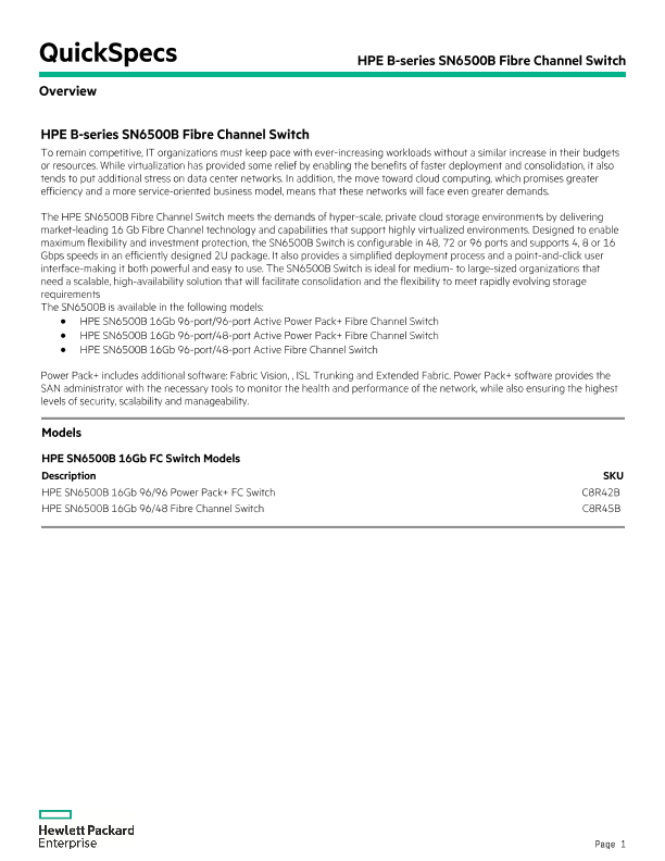 HPE B-series SN6500B Fibre Channel Switch thumbnail