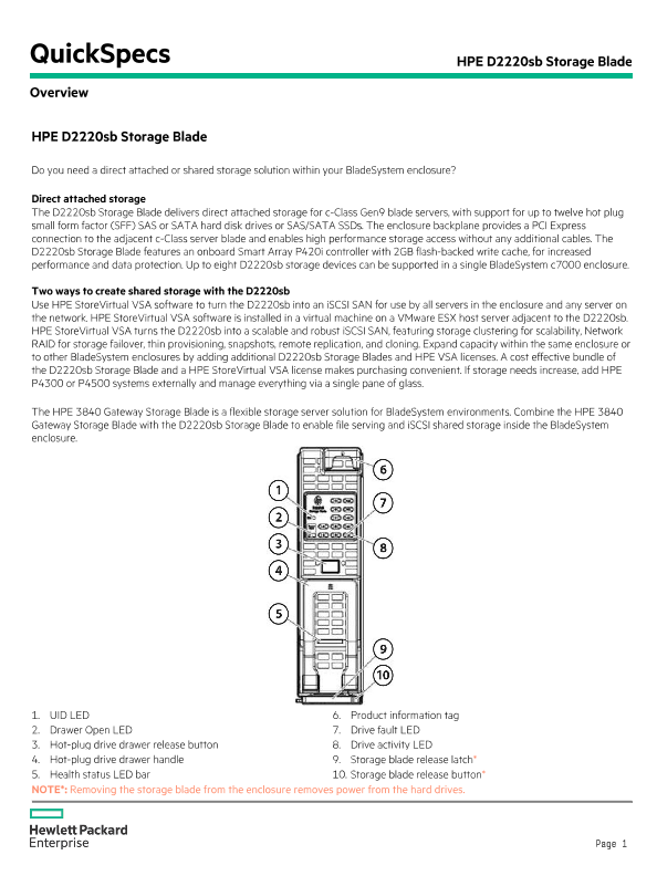 HPE D2220sb Storage Blade thumbnail