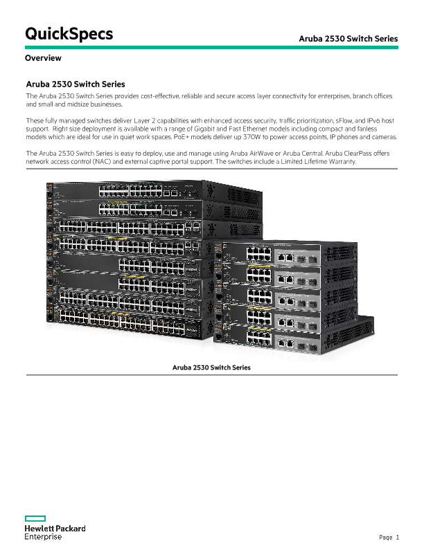 HPE Aruba Networking 2530 Switch Series thumbnail