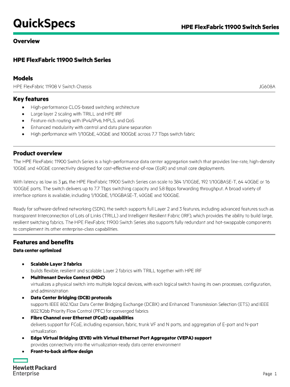 HPE FlexFabric 11900 Switch Series thumbnail