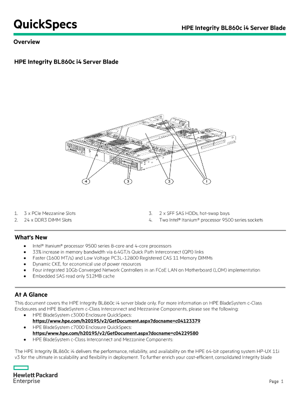 HPE Integrity BL860c i4 Server Blade thumbnail