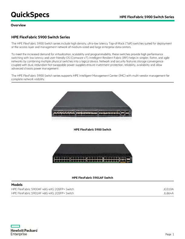 HPE FlexFabric 5900 Switch Series thumbnail