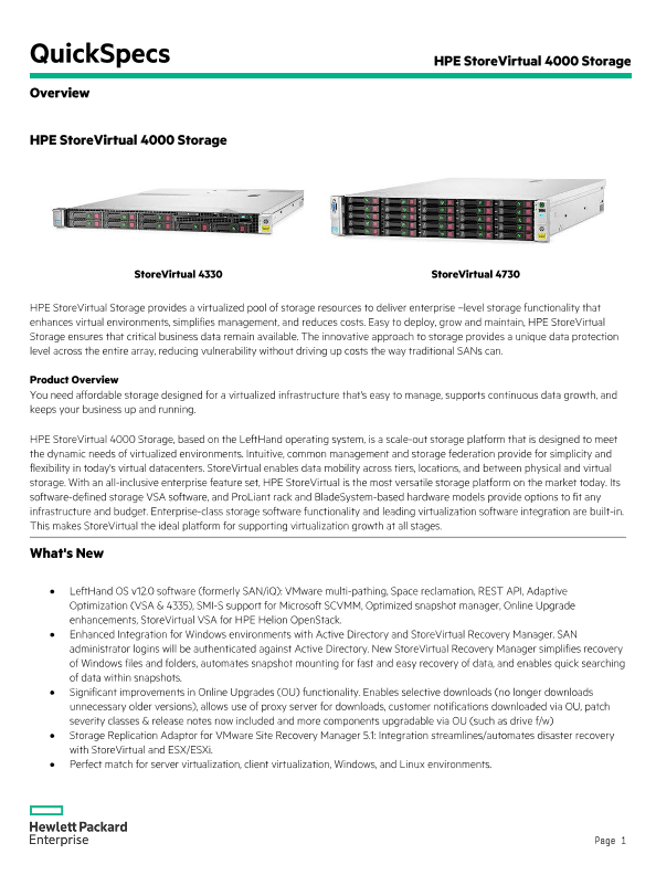 HPE StoreVirtual 4000 Storage thumbnail