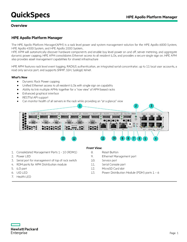 HPE Apollo Platform Manager