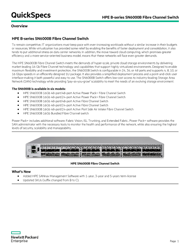 HPE B-series SN6000B Fibre Channel Switch thumbnail