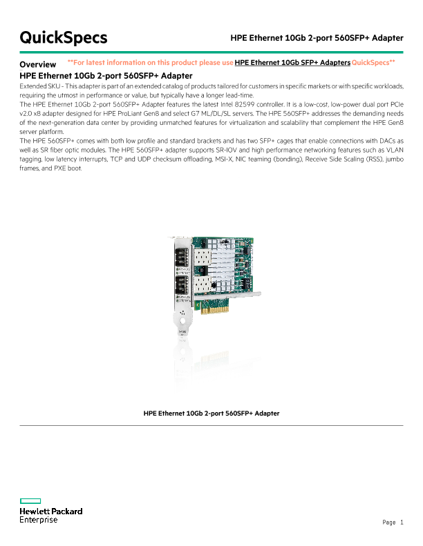 Amazon.com: HP 665249-B21 Ethernet 10Gb 2-Port 560SFP+