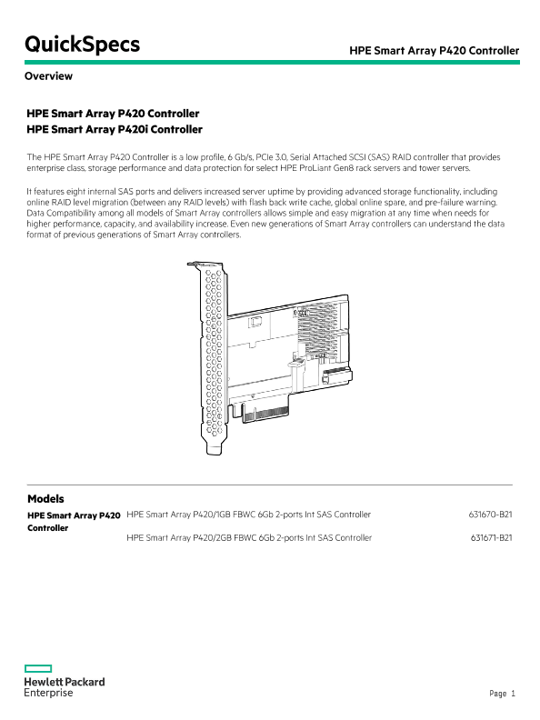 HPE Smart Array P420 Controller thumbnail