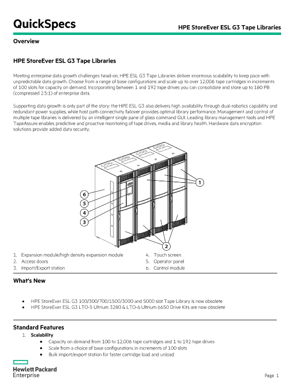 HPE StoreEver ESL G3 Tape Libraries