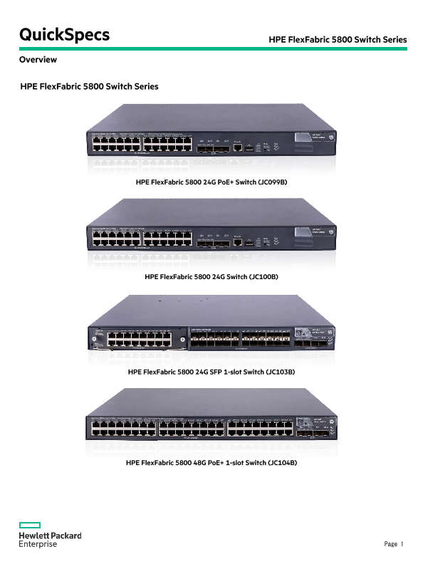 HPE FlexFabric 5800 Switch Series thumbnail