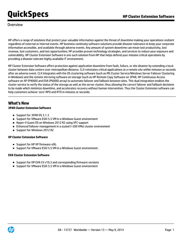HP Cluster Extension Software thumbnail