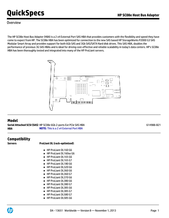 HP SC08e Host Bus Adapter thumbnail