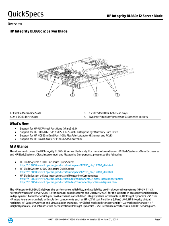 HP Integrity BL860c i2 Server Blade thumbnail
