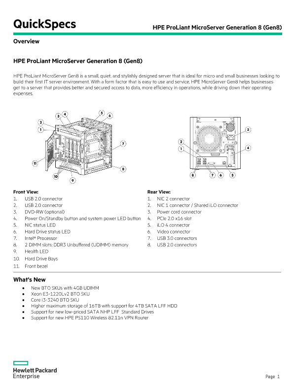 HPE ProLiant MicroServer Generation 8 (Gen8) thumbnail