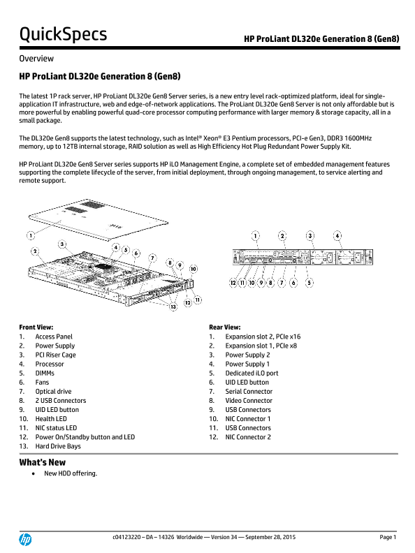 HP ProLiant DL320e Generation 8 (Gen8) thumbnail
