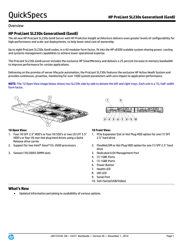 HP ProLiant SL230s Generation8 (Gen8) thumbnail