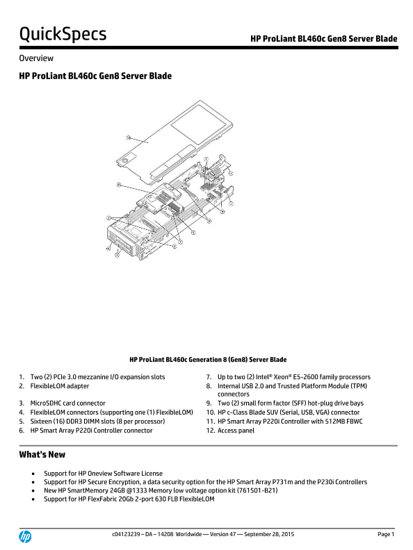 HP ProLiant BL460c Gen8 Server Blade thumbnail