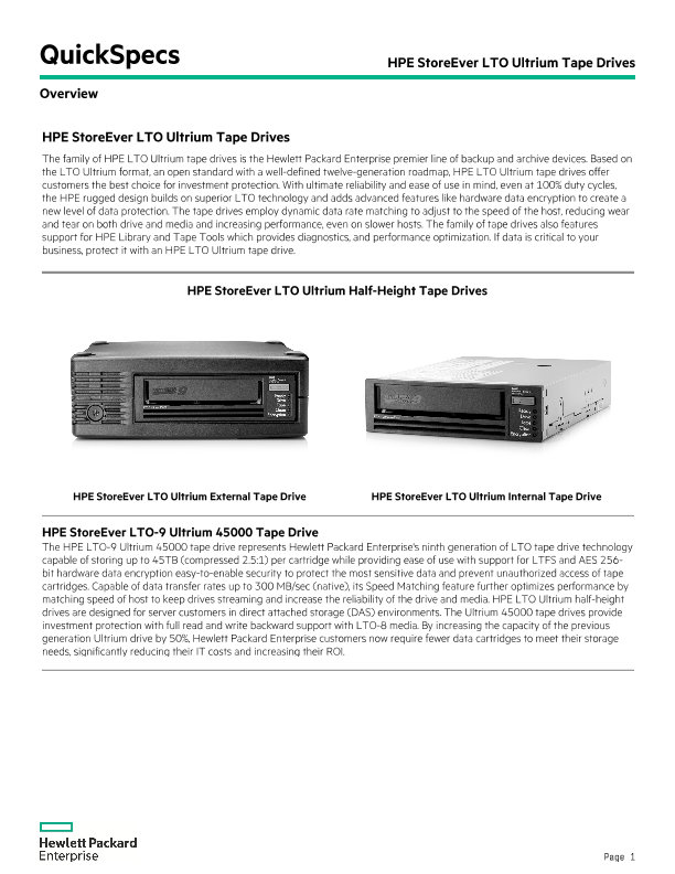 HPE StoreEver LTO Ultrium Tape Drives