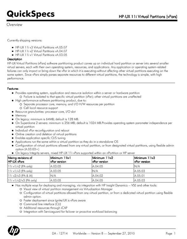 HP-UX 11i Virtual Partitions (vPars) thumbnail