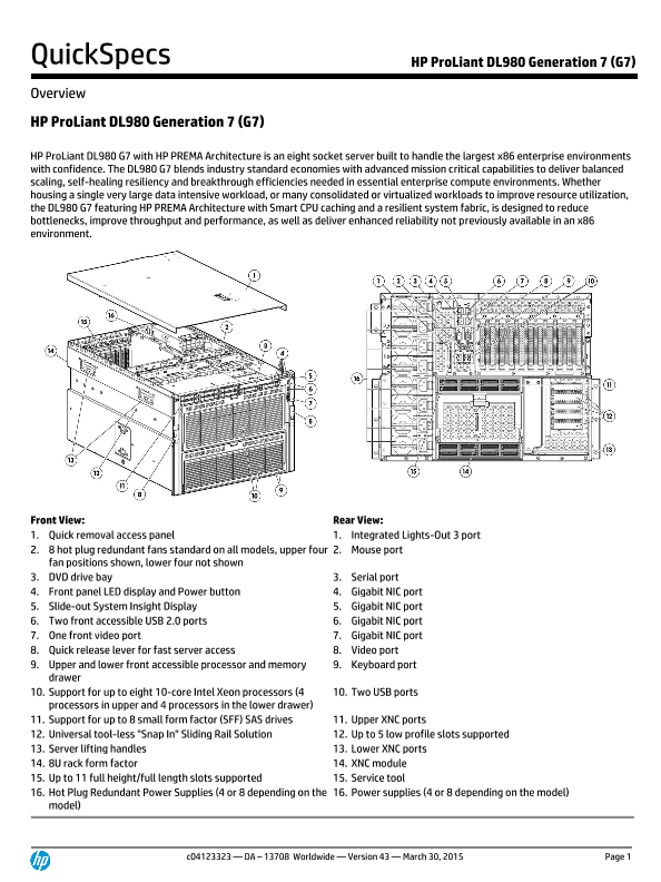 HP ProLiant DL980 Generation 7 (G7) thumbnail