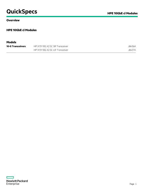 HPE 10GbE cl Modules thumbnail