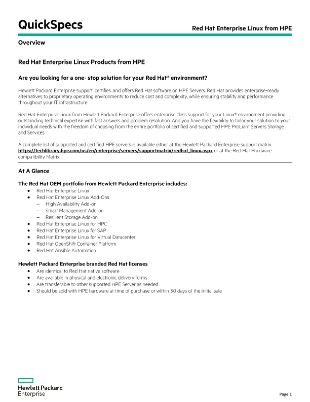 Red Hat Enterprise Linux from HPE