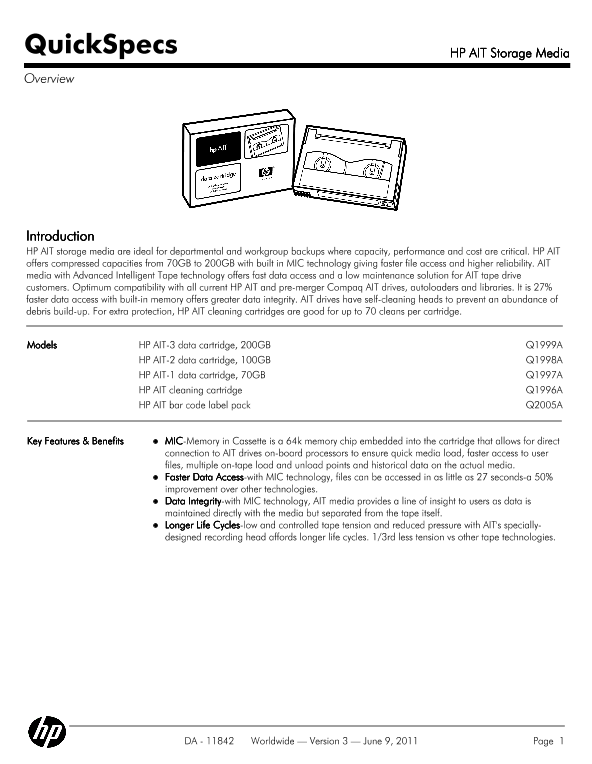 HP AIT Storage Media thumbnail