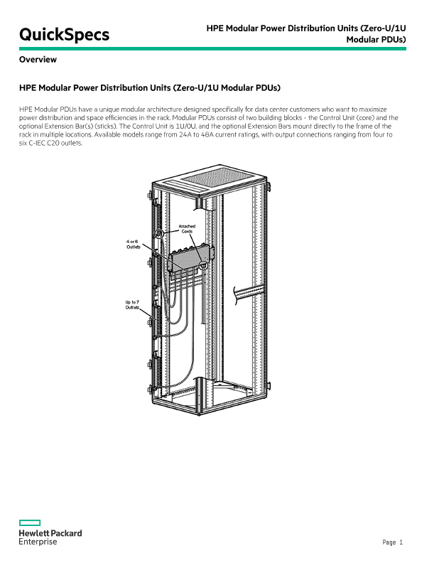 HPE Modular Power Distribution Units (Zero-U-1U Modular PDUs) thumbnail