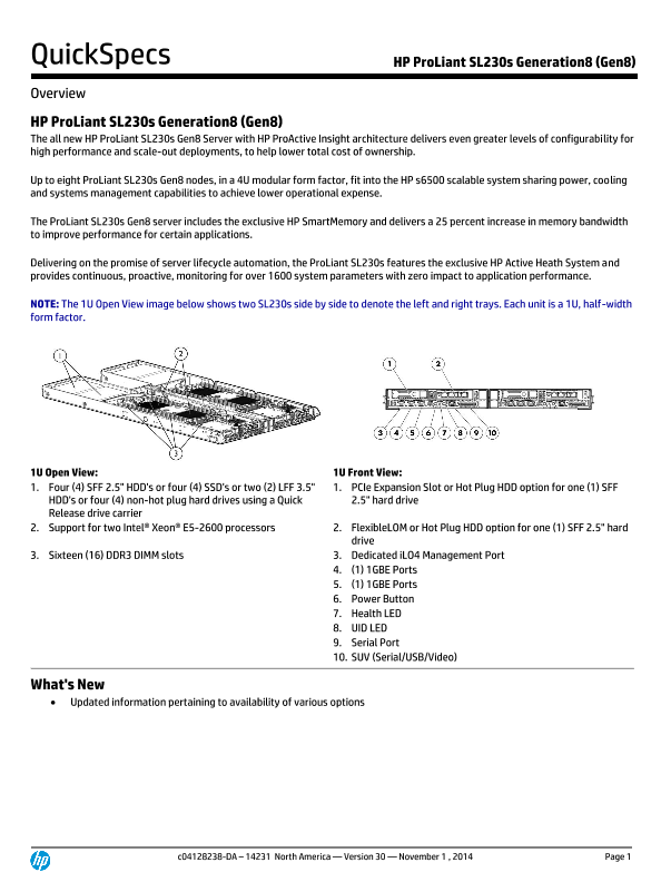 HP ProLiant SL230s Generation8 (Gen8) – North America version thumbnail