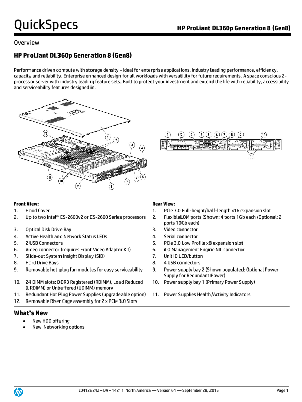 HP ProLiant DL360p Generation 8 (Gen8) – North America version thumbnail