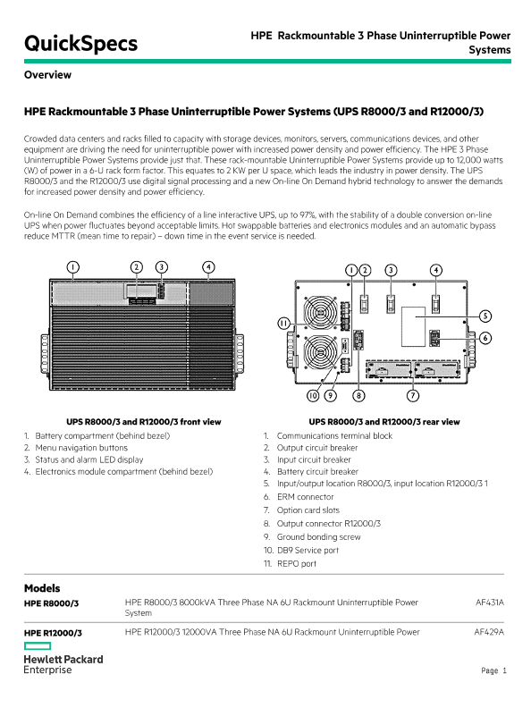HPE Rackmountable 3 Phase Uninterruptible Power Systems thumbnail