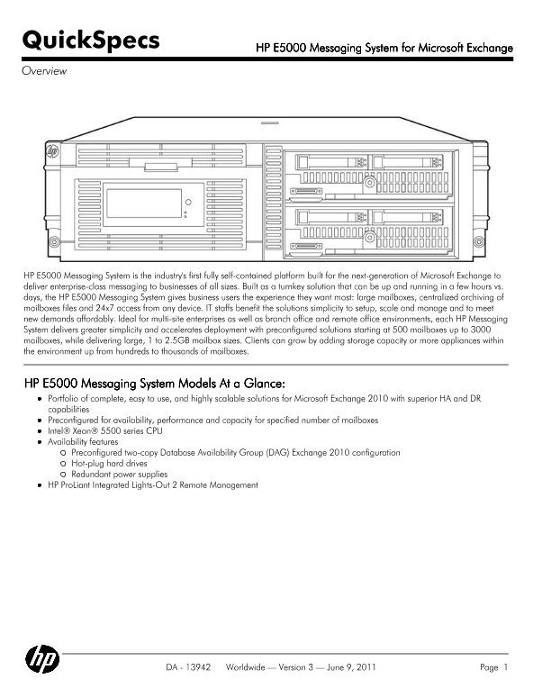 HP E5000 Messaging System for Microsoft Exchange thumbnail