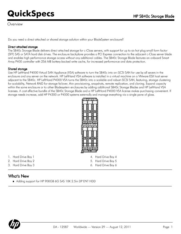 HP SB40c Storage Blade thumbnail