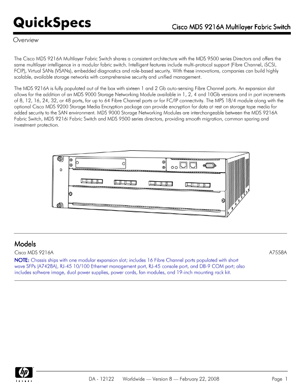 Cisco MDS 9216A Multilayer Fabric Switch thumbnail