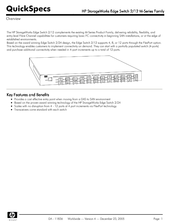 HP StorageWorks Edge Switch 2/12 M-Series Family thumbnail