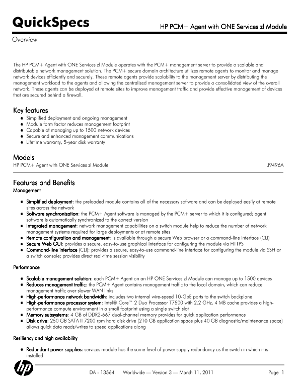 HP PCM+ Agent with ONE Services zl Module thumbnail