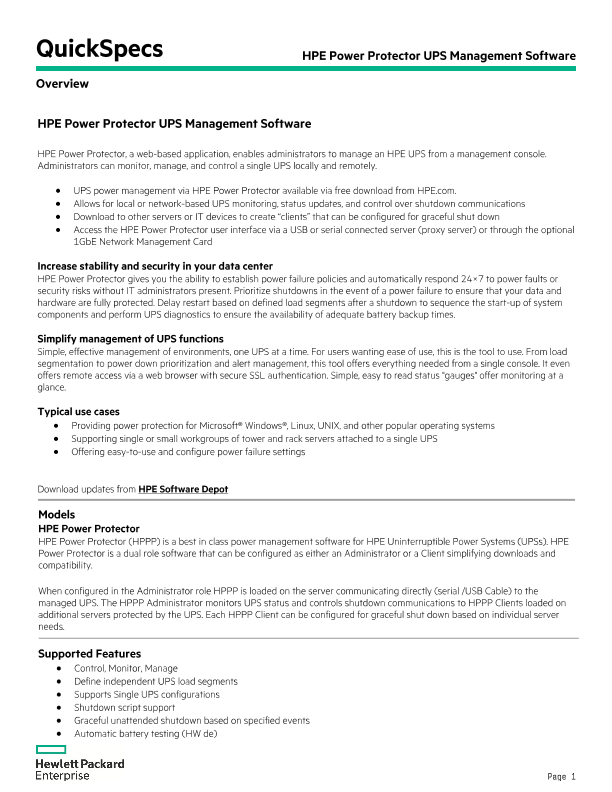 HPE Power Protector UPS Management Software thumbnail
