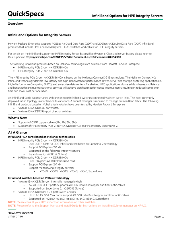 InfiniBand Options for HPE Integrity Servers thumbnail
