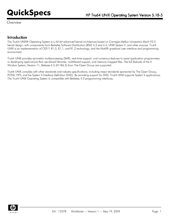 HP Tru64 UNIX Operating System Version 5.1B-5 thumbnail