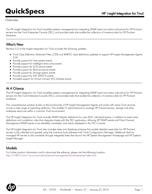 HP Insight Integration for Tivoli thumbnail