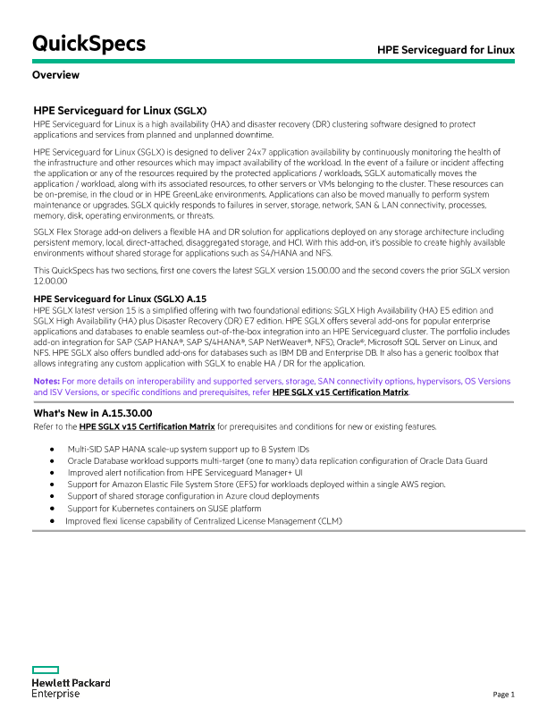 HPE Serviceguard for Linux thumbnail